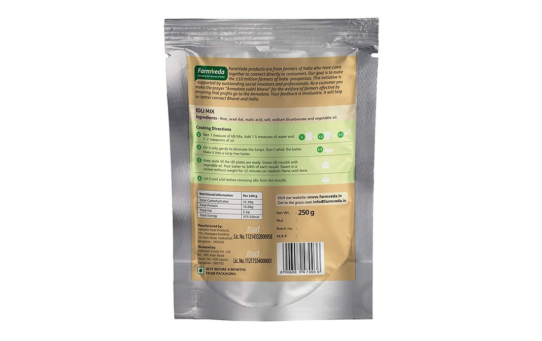 Farmveda Idli Mix    Pack  250 grams
